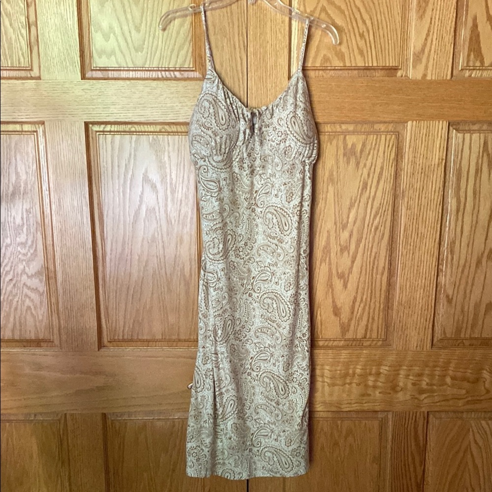 No Boundaries Beige Paisley Midi Dress